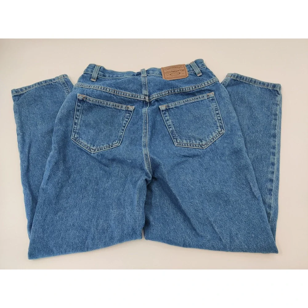 Liz Claiborne‎ Petite Womens Jeans Blue High Rise Relaxed Fit Size 8 Short